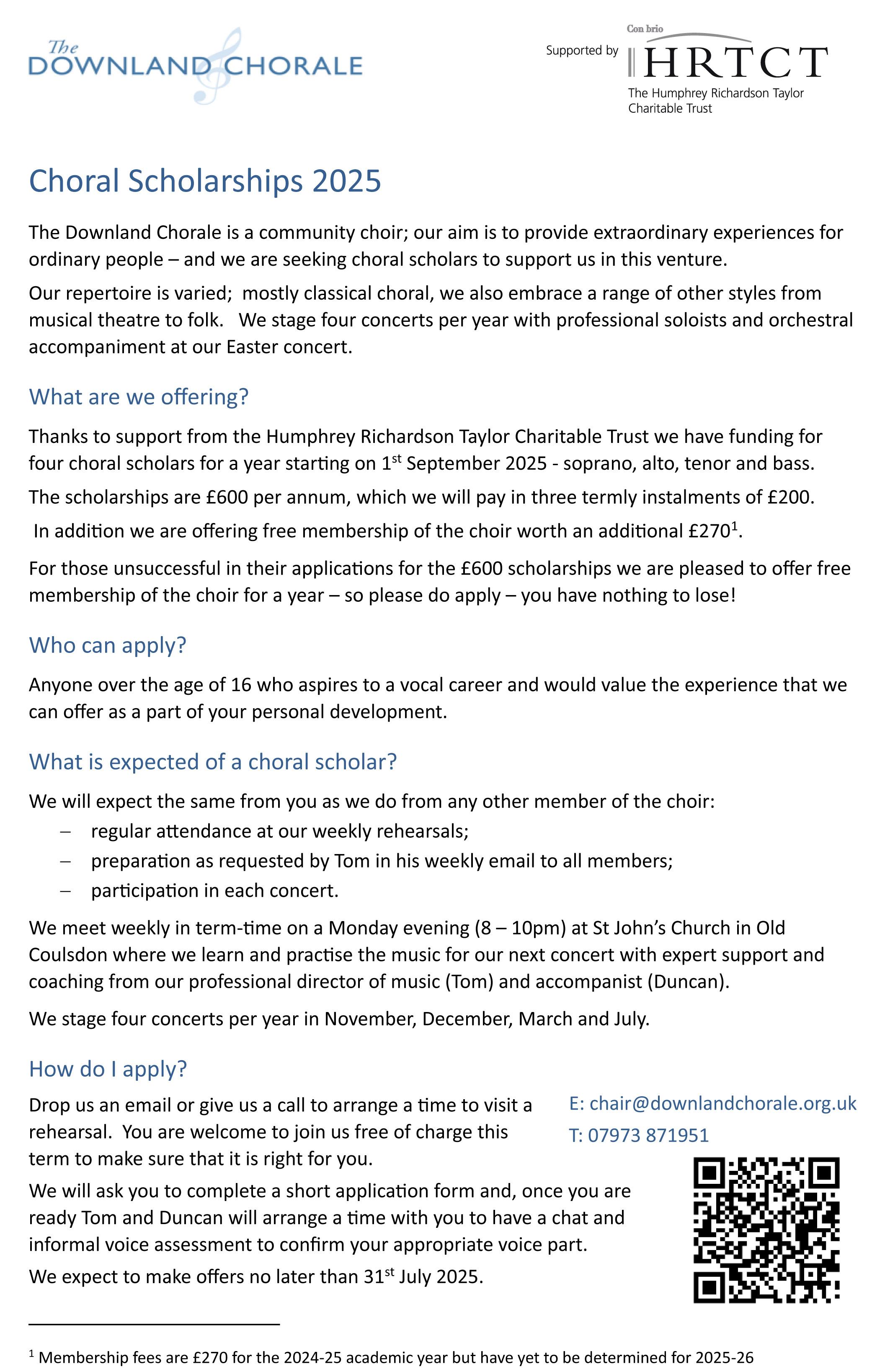 Choral Scholarships Choral Scholarships